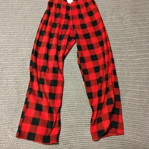 WONDERLAND Kids Red and Black Plaid Pajama Bottoms